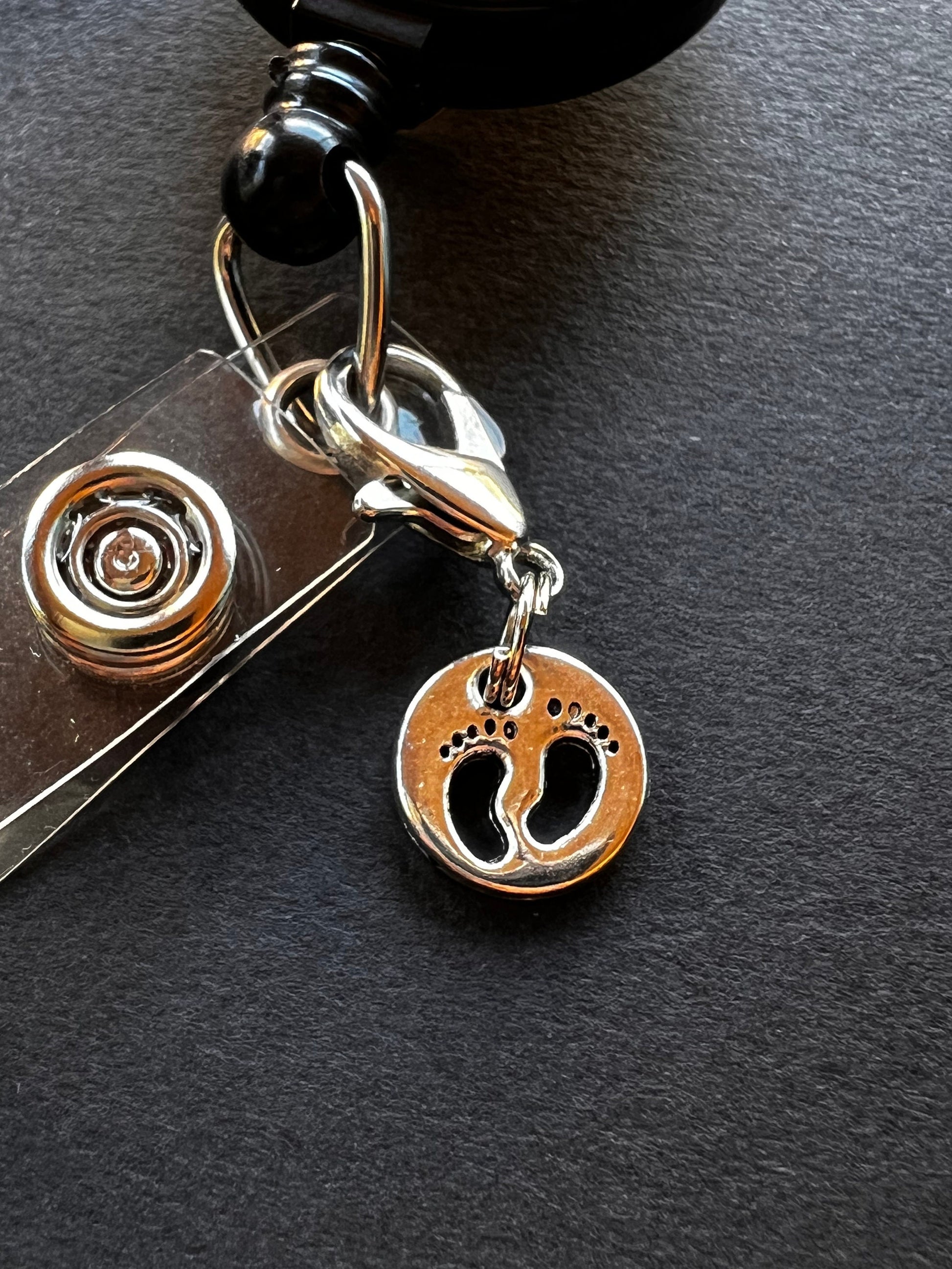Badge Charm, Cute Badge Holder Charm, Badge Buddy, Badge Reel Charms, Baby Feet Charm, RN Charm, NICU charm, Labor and delivery Charm