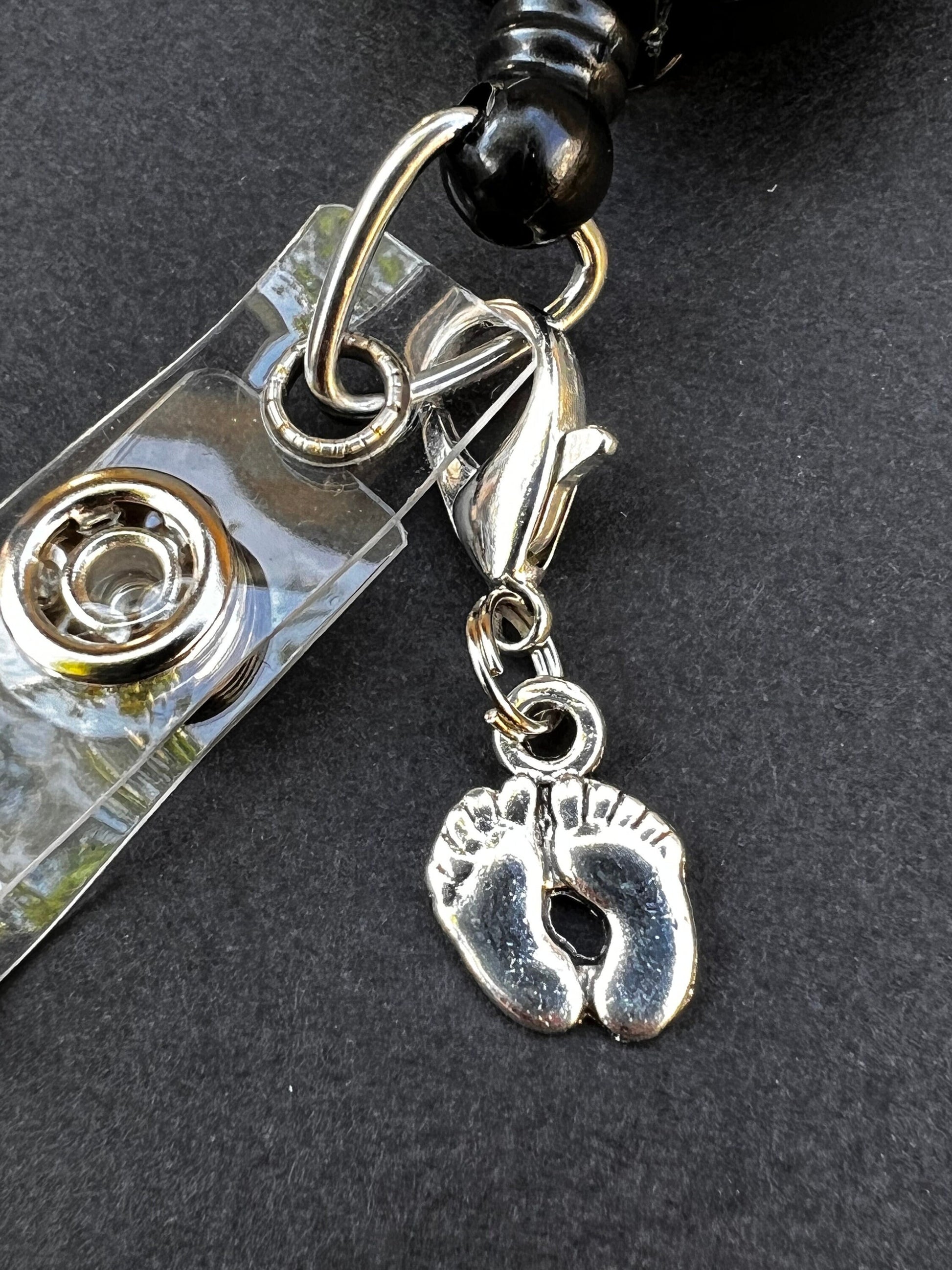 Badge Charm, Cute Badge Holder Charm, Badge Buddy, RN Badge Buddy, Badge Reel Charms, Baby Feet Charm, Labor and delivery Charm, Midwife