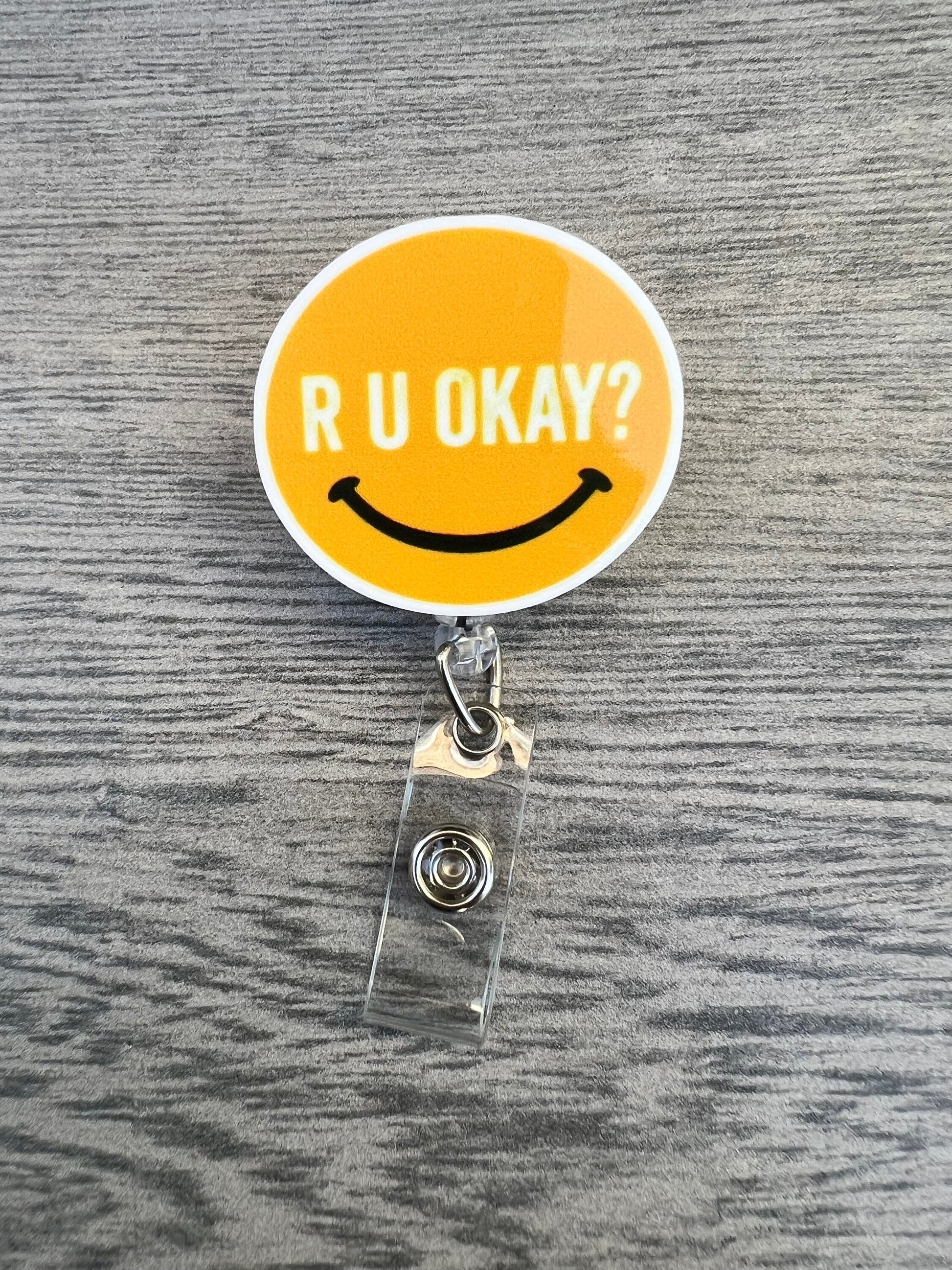 Are you ok emoji badge, Teacher badge, Nurse Badge, ID badge, Nurse Gift, happy face badge, mental health worker, mental health month, emoji