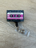 fun badge reel, 1990's badge reel, cassette tape Badge, old school badge reel, music badge reel,  Retro Badge, funny badge, anniversary gift