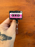 fun badge reel, 1990's badge reel, cassette tape Badge, old school badge reel, music badge reel,  Retro Badge, funny badge, anniversary gift