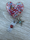 Butterfly badge, Heart Badge Reel, Butterflies badge Holder, Acrylic Badge, Spring Badge Reel, teacher badge, worker badge, Summer Badge