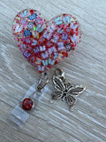 Butterfly badge, Heart Badge Reel, Butterflies badge Holder, Acrylic Badge, Spring Badge Reel, teacher badge, worker badge, Summer Badge