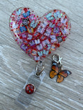 Butterfly badge, Heart Badge Reel, Butterflies badge Holder, Acrylic Badge, Spring Badge Reel, teacher badge, worker badge, Summer Badge