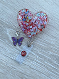 Butterfly badge, Heart Badge Reel, Butterflies badge Holder, Acrylic Badge, Spring Badge Reel, teacher badge, worker badge, Summer Badge