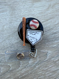 Baseball Badge, softball badge reel, sports badge reel, coach badge reel, nurse badge reel, Rec center badge
