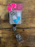 Pharmacist badge reel, Med-surg badge, Chill pill badge reels, nurse badge, RN badge, rhinestone badge reel, bling badge, Pharmacy Badge