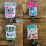 Pharmacist badge reel, Med-surg badge, Chill pill badge reels, nurse badge, RN badge, rhinestone badge reel, bling badge, Pharmacy Badge