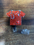 nurse badge reel, rhinestone badge reel, healthcare worker badge, coffee scrubs and rubber gloves