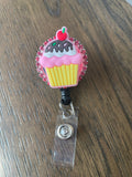 Cupcake food badge reel, nurse badge reel, healthcare worker badge, vet tech badge, funny badge