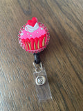Cupcake food badge reel, nurse badge reel, healthcare worker badge, vet tech badge, funny badge
