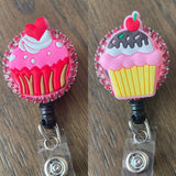 Cupcake food badge reel, nurse badge reel, healthcare worker badge, vet tech badge, funny badge