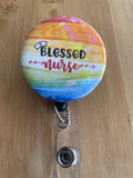 Nurse badge reel, blessed nurse, healthcare worker badge, nurse gift, nurses week
