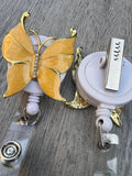 Butterfly Badge Reel, Butterflies Badge Reel, Bling Badge Reel, yellow butterfly badge