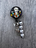 Halloween Badge Reel, Skeleton Badge, Nurse Badge, Ghost Badge, Skull Badge, silly skeleton badge