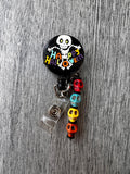 Halloween Badge Reel, Skeleton Badge, Nurse Badge, Ghost Badge, Skull Badge, silly skeleton badge