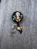 Halloween Badge Reel, Skeleton Badge, Nurse Badge, Ghost Badge, Skull Badge, silly skeleton badge