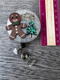 Gingerbread holiday badge reel, Christmas badge reel, Holiday Badge Reel, Christmas Tree Badge Reel, Merry Christmas Badge Reel
