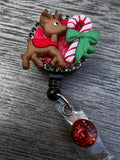Christmas badge reel, X-mas badge, Christmas Tree badge, Stocking Badge, Reindeer Badge, Candy Cane Badge, Holiday Badge Reel