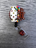 Christmas badge reel, X-mas badge, Stocking Badge, Reindeer Badge, Candy Cane Badge, Gingerbread Man Badge, Candy Badge