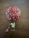 Christmas badge reel, glitter badge reel, holiday badge, bling badge, fun badge, winter badge