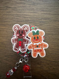 Christmas badge reel, X-mas badge, Christmas Tree badge, Candy Cane Badge, Gingerbread Man Badge, cookie badge, gingerbread twins badge
