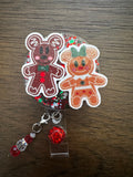 Christmas badge reel, X-mas badge, Christmas Tree badge, Candy Cane Badge, Gingerbread Man Badge, cookie badge, gingerbread twins badge