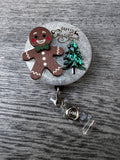 Gingerbread holiday badge reel, Christmas badge reel, Holiday Badge Reel, Christmas Tree Badge Reel, Merry Christmas Badge Reel