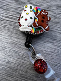 Christmas badge reel, X-mas badge, Stocking Badge, Reindeer Badge, Candy Cane Badge, Gingerbread Man Badge, Candy Badge