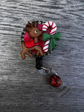 Christmas badge reel, X-mas badge, Christmas Tree badge, Stocking Badge, Reindeer Badge, Candy Cane Badge, Holiday Badge Reel