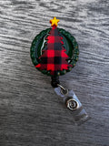 Christmas tree badge, Stocking Badge, Reindeer Badge, Man Badge, Tree Badge Reel, Mens Badge Reel, Christmas badge