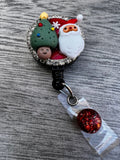 Christmas badge reel, X-mas badge, Christmas Tree badge, Stocking Badge, Reindeer Badge, Candy Cane Badge, Santa Badge Reel, Xmas Tree Badge