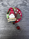 Christmas badge reel, X-mas badge, Christmas Tree badge, Stocking Badge, Reindeer Badge, Candy Cane Badge, Gnome Badge, Santa Badge
