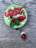 Christmas badge reel, X-mas badge, Merry Christmas Badge, Reindeer Badge, Candy Cane Badge, Red Robin Badge, Bird Badge, Red bird badge