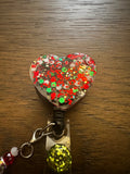 Christmas badge reel, glitter badge reel, holiday badge, bling badge, fun badge, winter badge