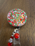 Christmas badge reel, glitter badge reel, holiday badge, bling badge, fun badge, winter badge