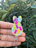 Easter bunny badge reel, peep Bunny badge reel, character badge, Easter badge Reel, Holiday Badge, Nurse gift, name tag, anniversary gift