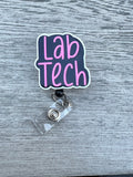 Lab Tech Badge, Lab Life, Phlebotomist draw, lab badge reel charm, phlebotomist keychain, Student Badge, ID holder, lab gift idea, RN badge
