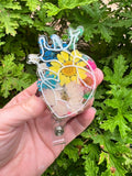 CICU, Anatomical heart badge, pressed flower heart badge reel, Heart Retractable Badge Reel, Anatomy ID Holder, Key Card, Cardiology Nurse