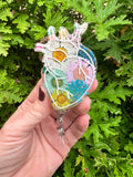 CICU, Anatomical heart badge, pressed flower heart badge reel, Heart Retractable Badge Reel, Anatomy ID Holder, Key Card, Cardiology Nurse