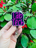 Lab Tech Badge, Lab Life, Phlebotomist draw, lab badge reel charm, phlebotomist keychain, Student Badge, ID holder, lab gift idea, RN badge