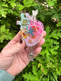 CICU, Anatomical heart badge, pressed flower heart badge reel, Heart Retractable Badge Reel, Anatomy ID Holder, Key Card, Cardiology Nurse
