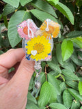 Scrub top handmade badge reel, Summer Pressed Flowers heart badge, RN Key Card, Spring Badge Reel, Flower Badge Reel, custom badge reel