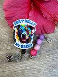 Bully badge reel, Pitbull badge, LVT badge, Med nurse badge, nurse badge, veterinarian badge, veterinary badge, vet badge reel, RVT, DVM