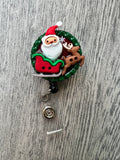 Santa's sleigh badge reel, Christmas Tree badge, Snowman Badge Reel, Candy Cane Badge, Santa Badge Reel, Teacher Badge, Worker ID badge