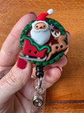 Santa's sleigh badge reel, Christmas Tree badge, Snowman Badge Reel, Candy Cane Badge, Santa Badge Reel, Teacher Badge, Worker ID badge