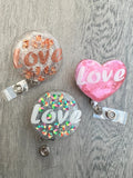 Love badge reel, Valentines Day Badge, Peds badge, Teacher Badge, Teacher Gift, Picu badge, Er Nurse Badge, Name Badge Holder, Student ID