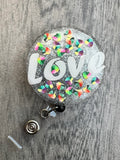 Love badge reel, Valentines Day Badge, Peds badge, Teacher Badge, Teacher Gift, Picu badge, Er Nurse Badge, Name Badge Holder, Student ID