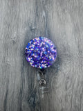 glitter badge reel, purple badge, bling badge, fun badge, work badge, nurse badge, Purple Badge, Teacher