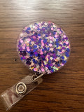 glitter badge reel, purple badge, bling badge, fun badge, work badge, nurse badge, Purple Badge, Teacher
